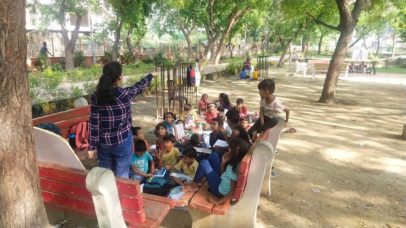 Children attending an SVSPF public speaking and awareness workshop in a community park